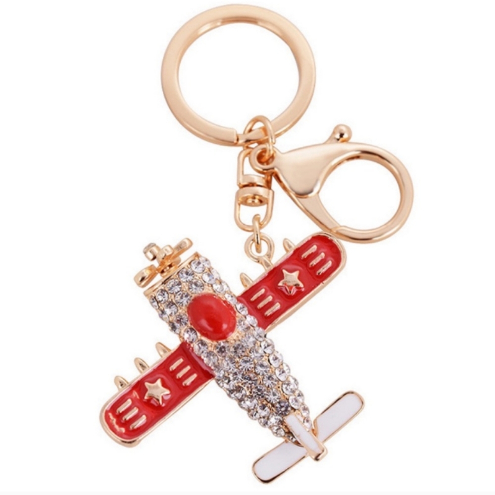 Airplane Bag Charm/Keychain Red